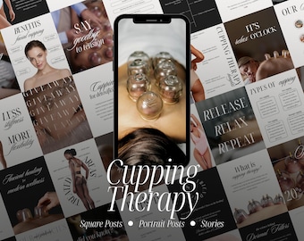 Instagram-mallar för koppterapi, innehåll för sociala medier för spa- och hälsokliniker, Canva-design