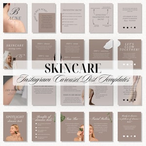 Skincare Instagram Templates | Esthetician Template | Skincare Coach Post | Skincare Social Media | Beauty Template | Skincare Carousel Post