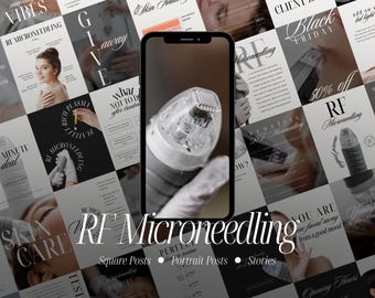 RF Microneedling Instagram Templates, MedSpa Social Media Content, Canva (Digital Download)