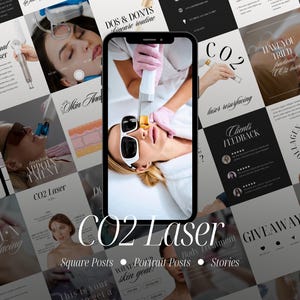 CO2 Laser Instagram Templates, Clinic Social Media (Canva) (Digital Download