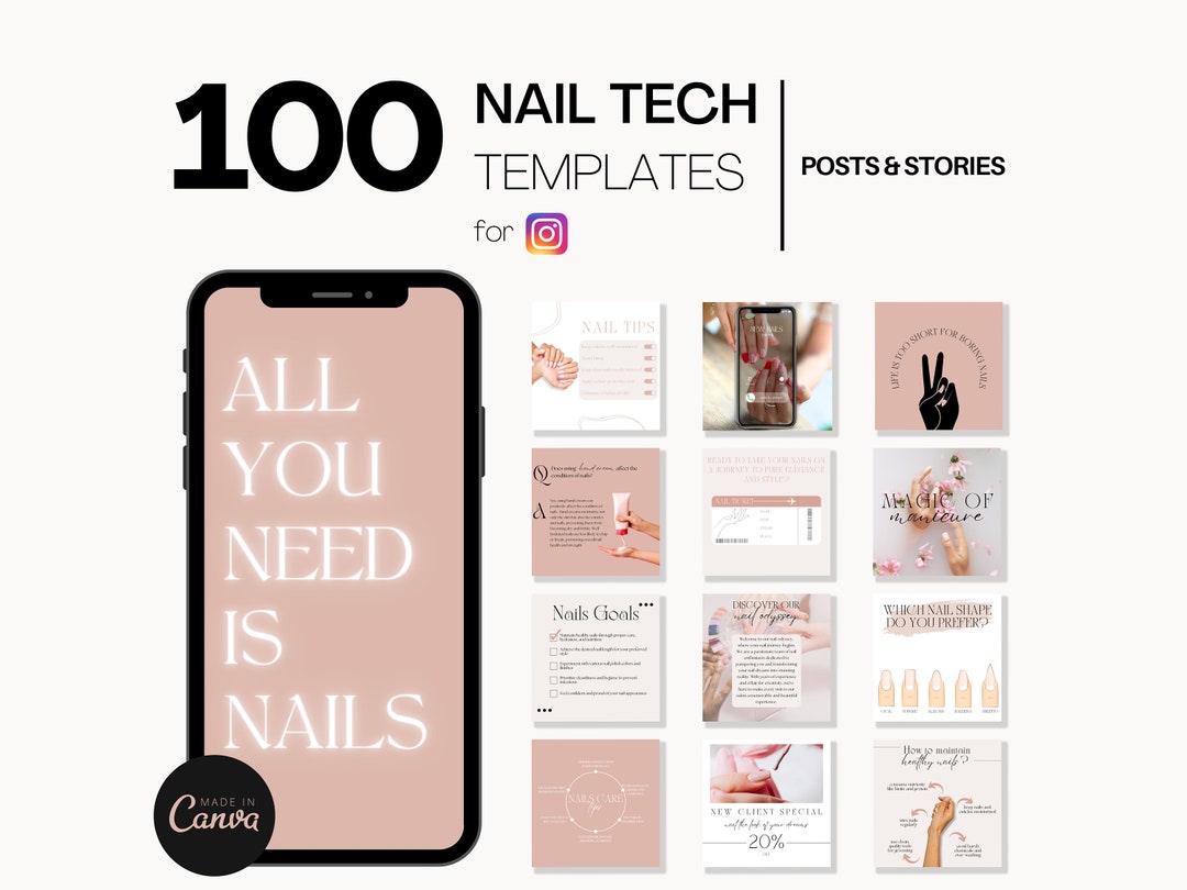 100 Nail Tech Instagram Templates Nail Tech Social Media Nails Technician Post Nails Post Nail