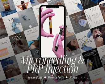 Microneedling and PRP Injection Instagram Templates Bundle for Nurse Injectors and Estheticians, MedSpa Social Media, Aesthetic Clinic Post