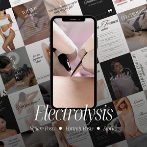 Electrolysis Instagram Templates, Beauty Salon Social Media Content, Canva Designs