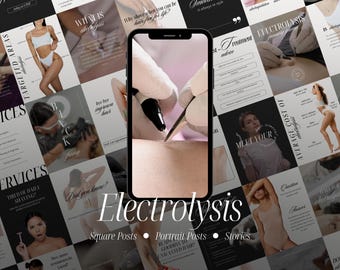 Electrolysis Instagram Templates, MedSpa Social Media Content (Canva)