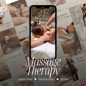 Massage Therapy Instagram Template for Massage Therapists, Spas and Wellness Clinics, Massage Social Media Content, Canva, Massage Marketing