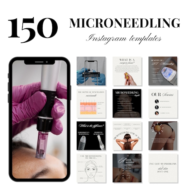 Microneedling Instagram Templates for Esthetician, Beauty Salon Social Media Post, MedSPA Marketing, RF Microneedling, Cosmetologist Content