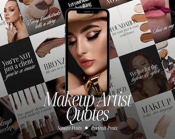 Makeup Artist Quotes Instagram Templates, MUA Social Media Content, Canva Designs