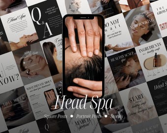 Head Spa Instagram Templates, Wellness Business Marketing (Canva)