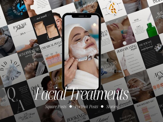 Esthetician Instagram Templates, Beauty Salon Social Media Content (Canva)