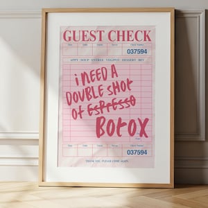 Botox Guest Check Poster | Editable Canva Template | Nurse Injector Printable Decor | MedSpa Wall Art