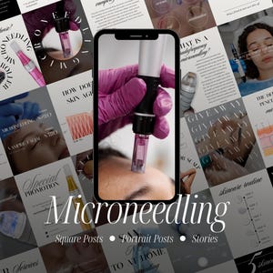 Microneedling Instagram Templates, Esthetician Social Media, Canva (Digital Download)