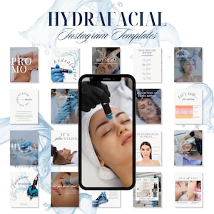 Modelos de Instagram Hydrafacial para esteticistas e salões de beleza, postagem sobre tratamento facial, mídia social MedSpa, marketing de esteticista, Canva