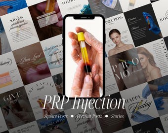PRP Injection Instagram Templates for Nurse Injectors and Estheticians, Platelet Rich Plasma Content, MedSpa Social Media, Aesthetic, Canva