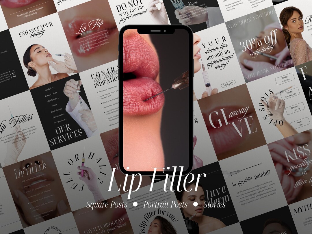 Lip Filler Instagram Templates, Canva Aesthetic Designs for Nurse ...