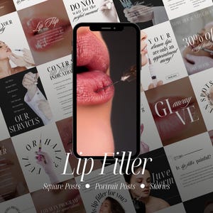 Lip Filler Instagram Templates for Nurse Injectors and Estheticians, MedSpa Social Media, Aesthetic Clinic Marketing, Lip Injection, Canva