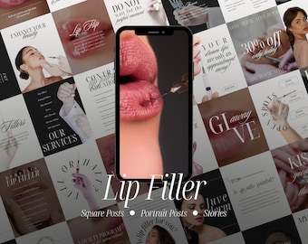 Lip Filler Instagram Templates for Injectors, MedSpa Social Media Content, Canva Designs