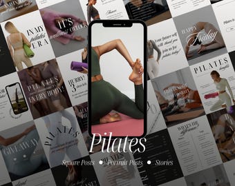 ピラティスのInstagramテンプレート、ウェルネススタジオのソーシャルメディア（Canva）
