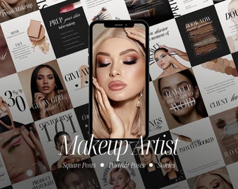 Makeup Artist Instagram Templates, MUA Social Media Content, Canva Designs