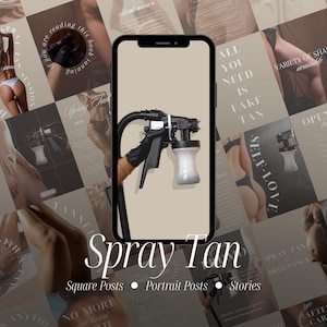 Spray Tan Instagram Vorlagen, Fake Tanning Social Media IG Post und Story, Canva, Spray Tan Artist Marketing, Sunless Tanning Insta Content