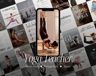 Yoga Teacher Instagram Templates, Wellness Coach Social Media Content, Canva Designs