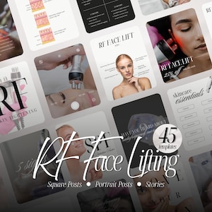 RF Facial Instagram Templates, Radiofrequency Skin Tightening Posts for Estheticians, Canva Designs