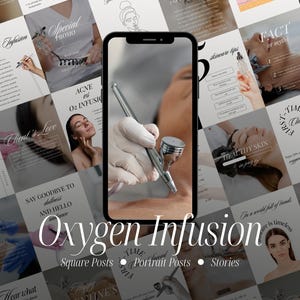 Instagram-mallar för Oxygen Infusion för hudterapeuter, innehåll för sociala medier för skönhetssalonger, Canva-design