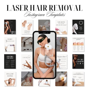 Laser Hair Removal Instagram Templates for Estheticians and Laser Technicians, IPL Posts, MedSpa Social Media, Laser Clinic Marketing, Canva