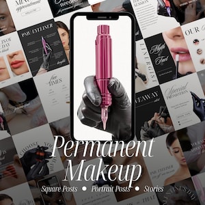 PMU Artist Instagram Templates: Brows, Lips, Eyeliner (Canva Digital Download)
