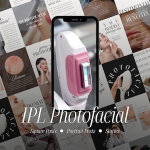 IPL Photofacial Instagram Templates, Beauty Salon Social Media Content, Canva Designs