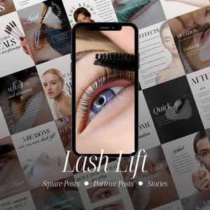 Lash Lift Instagram Templates, Beauty Salon Social Media Content, Canva Designs