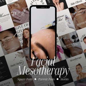 Facial Mesotherapy Instagram Templates for Injectors, MedSpa Social Media Content, Canva Designs