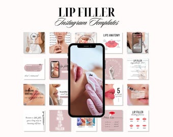 Lip Filler Instagram Templates for Nurse Injectors, MedSpa Social Media, Injection Content, Lip Filler Posts, Injector Marketing, Canva
