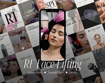 RF Face Lifting Instagram Templates, Cosmetology Content (Digital Download)