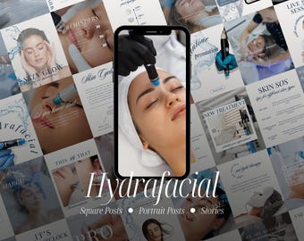 Hydrafacial Instagram Templates, MedSpa Social Media (Canva)