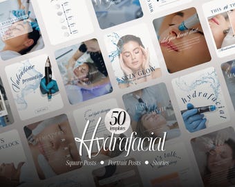Hydrafacial Instagram Templates – Social Media Content for Estheticians & Med Spas (Canva Designs)