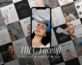 HIFU Facelift Instagram Templates, MedSpa Social Media (Canva)