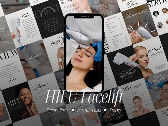 HIFU Facelift Instagram Templates, MedSpa Social Media (Canva)