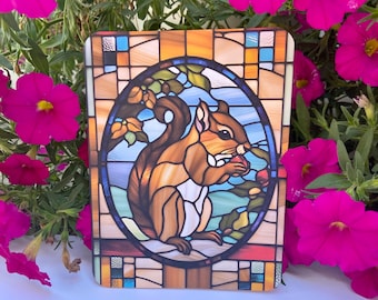 Stained Glass Squirrel blank card
