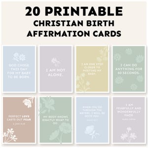 20 Printable Christian Birth Affirmation Cards Digital Download Positive Labor Mantras Minimalist Birth Cards