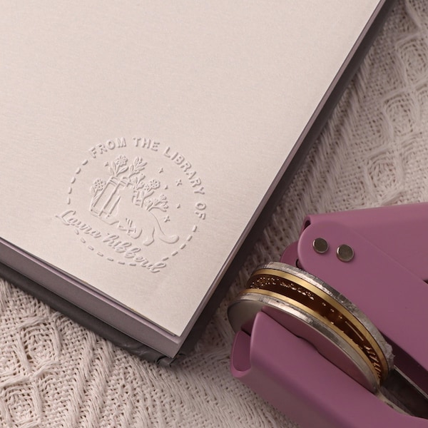 Tampon Gaufreur Personnalisé Pour Livres - Embosseur Ex Libris Avec Plaque Cuivre 42mm, Pour Marquer Ses Livres