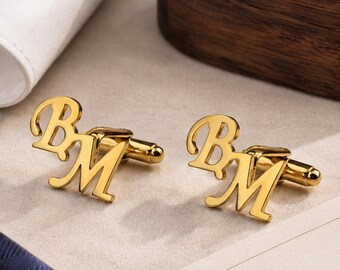 Personalised Initial Cufflinks for Men, Custom Two-Letter Gift, Optional Wooden Box