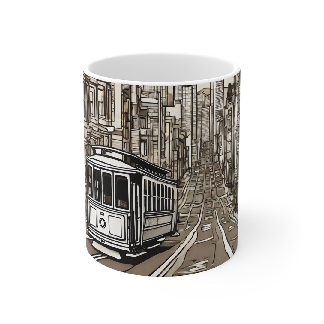 San Francisco Cable Car Coffee Mug 11oz Gifts for City Dwellers Hiking