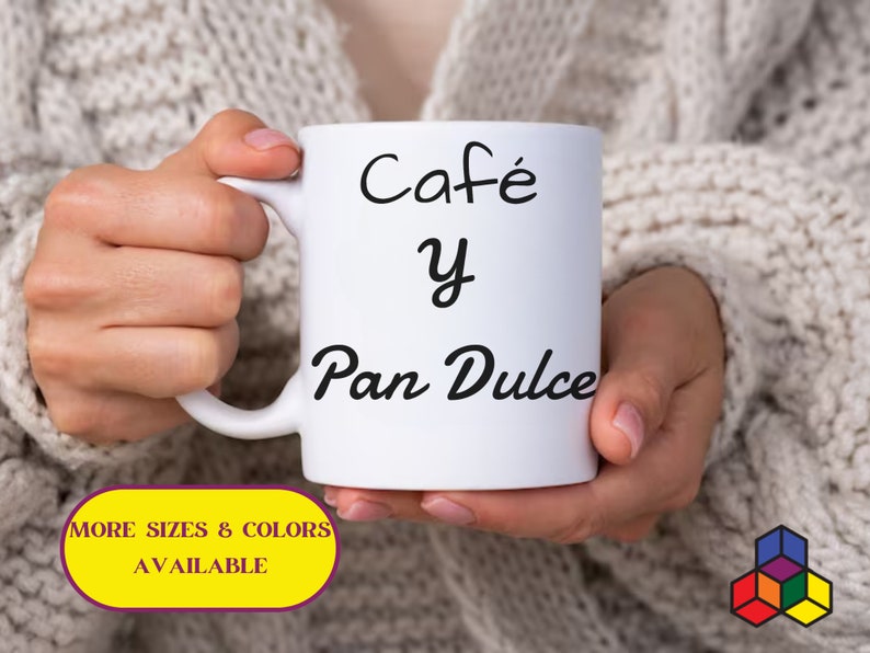 Taza con frase Café y Pan dulce disponible en distinos colores y tamaños, regalo para los amantes del Pan dulce, recipiente frase divertida zdjęcie 1