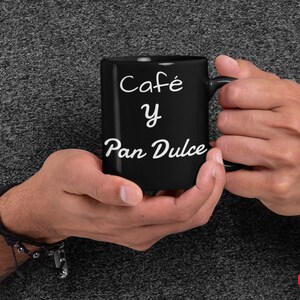 Taza con frase Café y Pan dulce disponible en distinos colores y tamaños, regalo para los amantes del Pan dulce, recipiente frase divertida zdjęcie 3