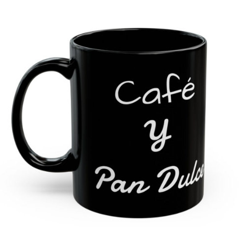 Taza con frase Café y Pan dulce disponible en distinos colores y tamaños, regalo para los amantes del Pan dulce, recipiente frase divertida Czarny