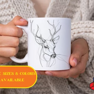 Taza con diseño minimalista de venado, regalo ideal para los amantes de los ciervos, recipiente con diseño de venado 6 colores disponibles