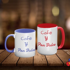 Taza con frase Café y Pan dulce disponible en distinos colores y tamaños, regalo para los amantes del Pan dulce, recipiente frase divertida zdjęcie 2