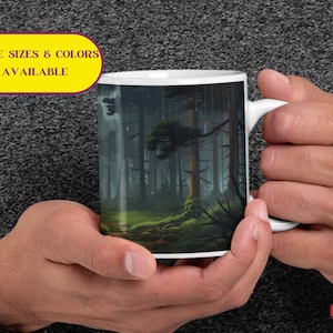 Taza con hermoso dibujo de un bosque lluvioso、regalo para los amantes del bosque、recipiente con diseño de la Naturaleza 理想的なパラ カフェ