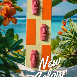 3D Printed Easter Island Head Sculpture: Retro Tiki Bar Wall Art