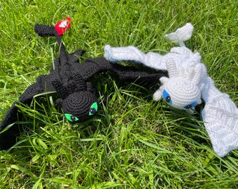 Crochet Night/Light Fury Inspired Dragons